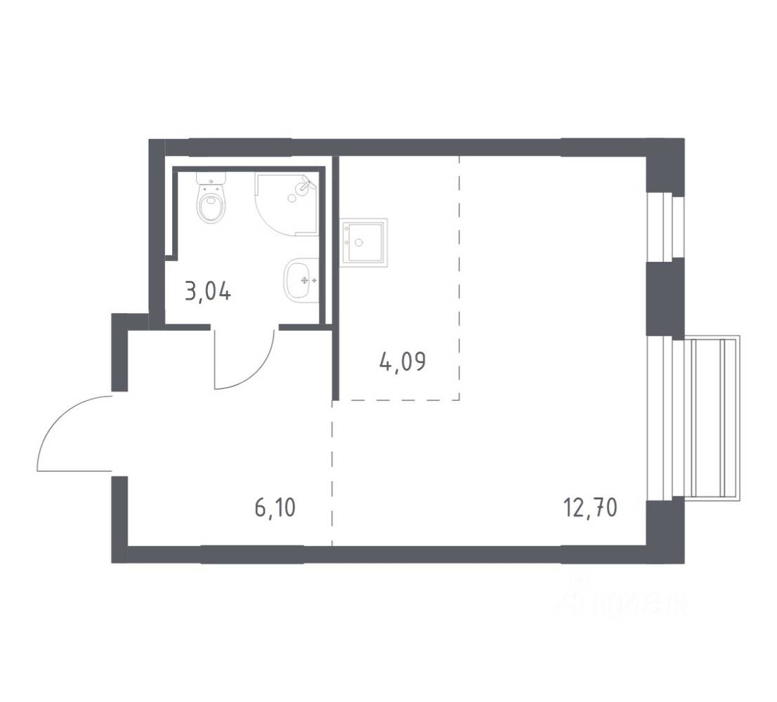 Квартира-студия, 25,8 м², в ЖК Рублевский Квартал