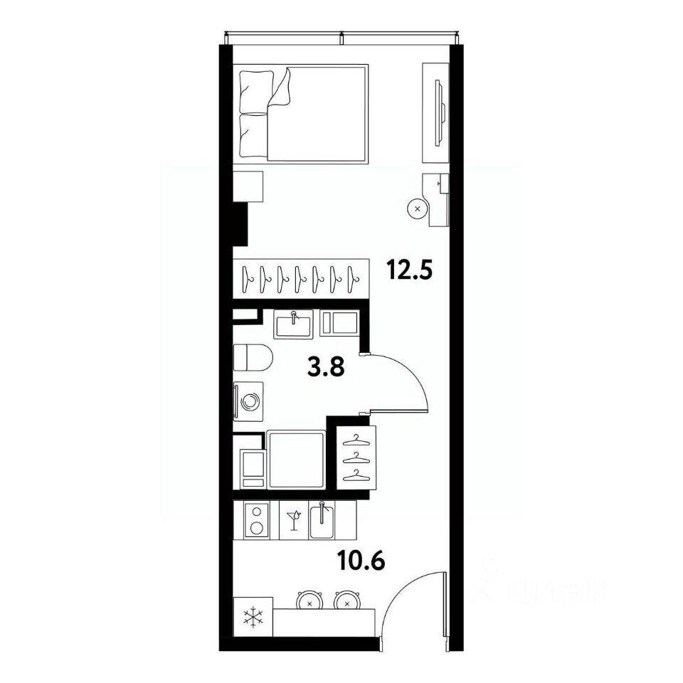 Квартира-студия, 26,9 м², в Апарт-комплекс МОСКО