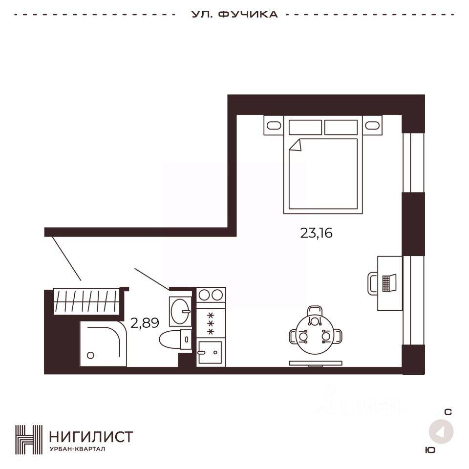 Квартира-студия, 26,05 м², в МФК Нигилист (Concept)