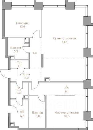 2-комн. квартира, 113,8 м², в ЖК Коллекция Лужники