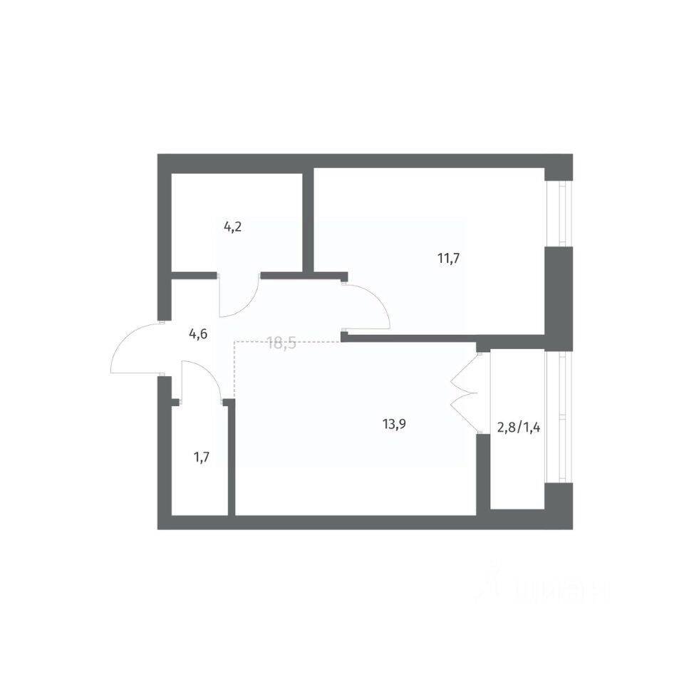 1-комн. квартира, 37,53 м², в ЖК NEWПИТЕР