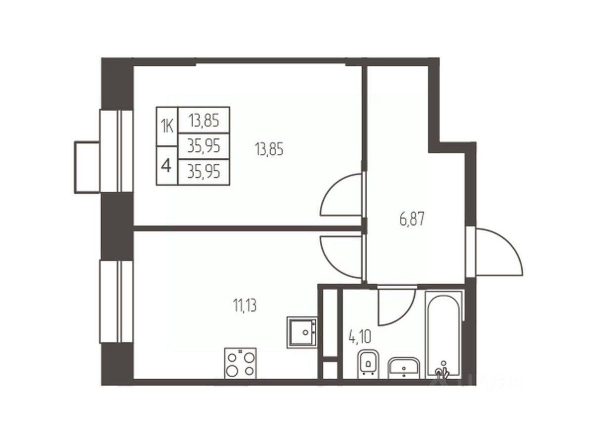 1-комн. квартира, 36 м², в ЖК Новая Ивантеевка