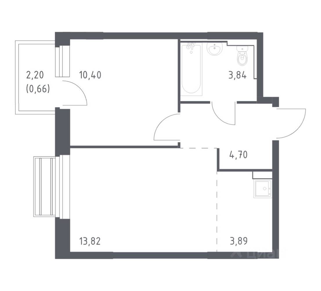 1-комн. квартира, 37,31 м², в ЖК Рублевский Квартал
