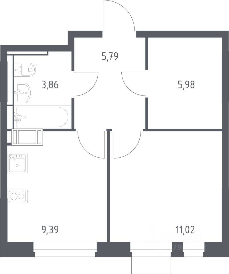1-комн. квартира, 36,04 м², в ЖК Пятницкие Луга
