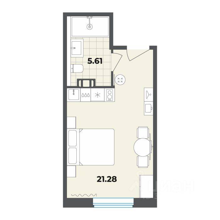 Квартира-студия, 26,89 м², в Апарт-комплекс Лиговский, 127