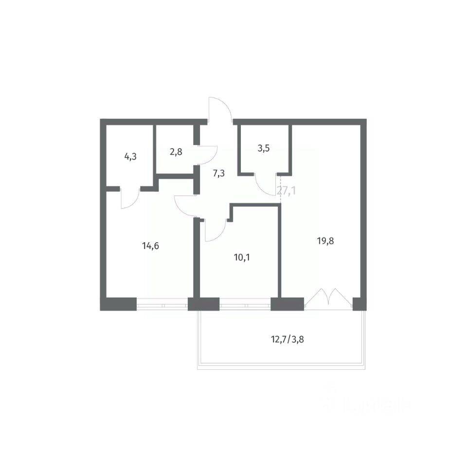 2-комн. квартира, 66,16 м², в ЖК NEWПИТЕР