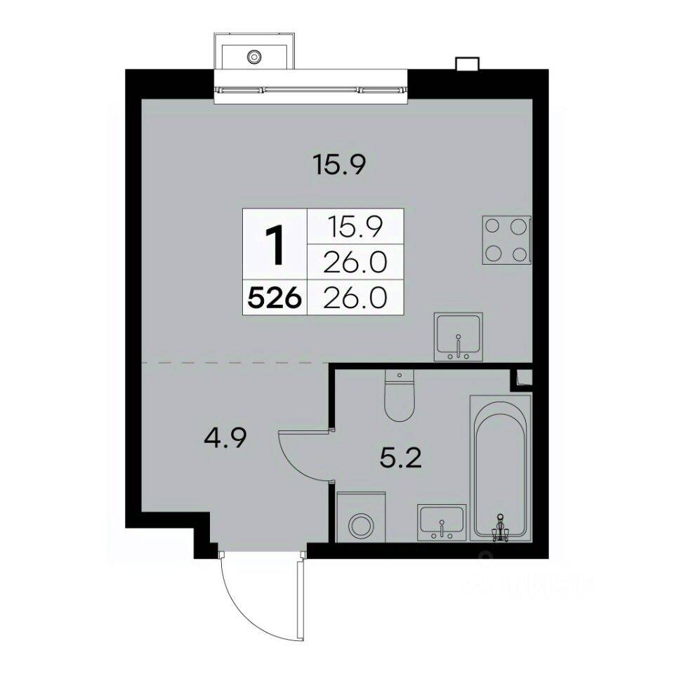 1-комн. квартира, 26 м², в ЖК Куркино 15