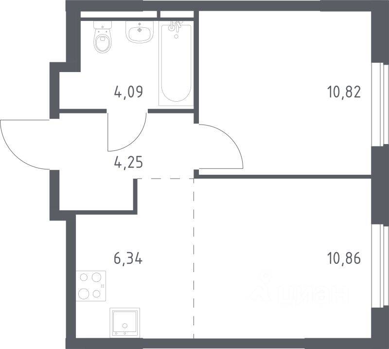 1-комн. квартира, 36,36 м², в ЖК Мытищи Парк