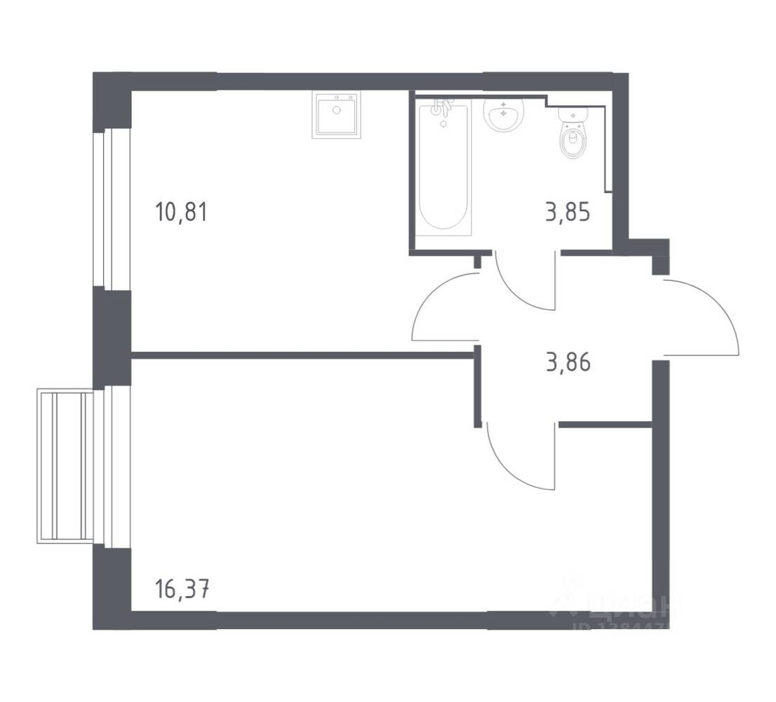1-комн. квартира, 34,89 м², в ЖК Рублевский Квартал