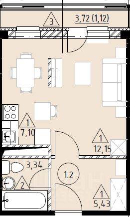 Квартира-студия, 29,14 м², в ЖК Марусино-6