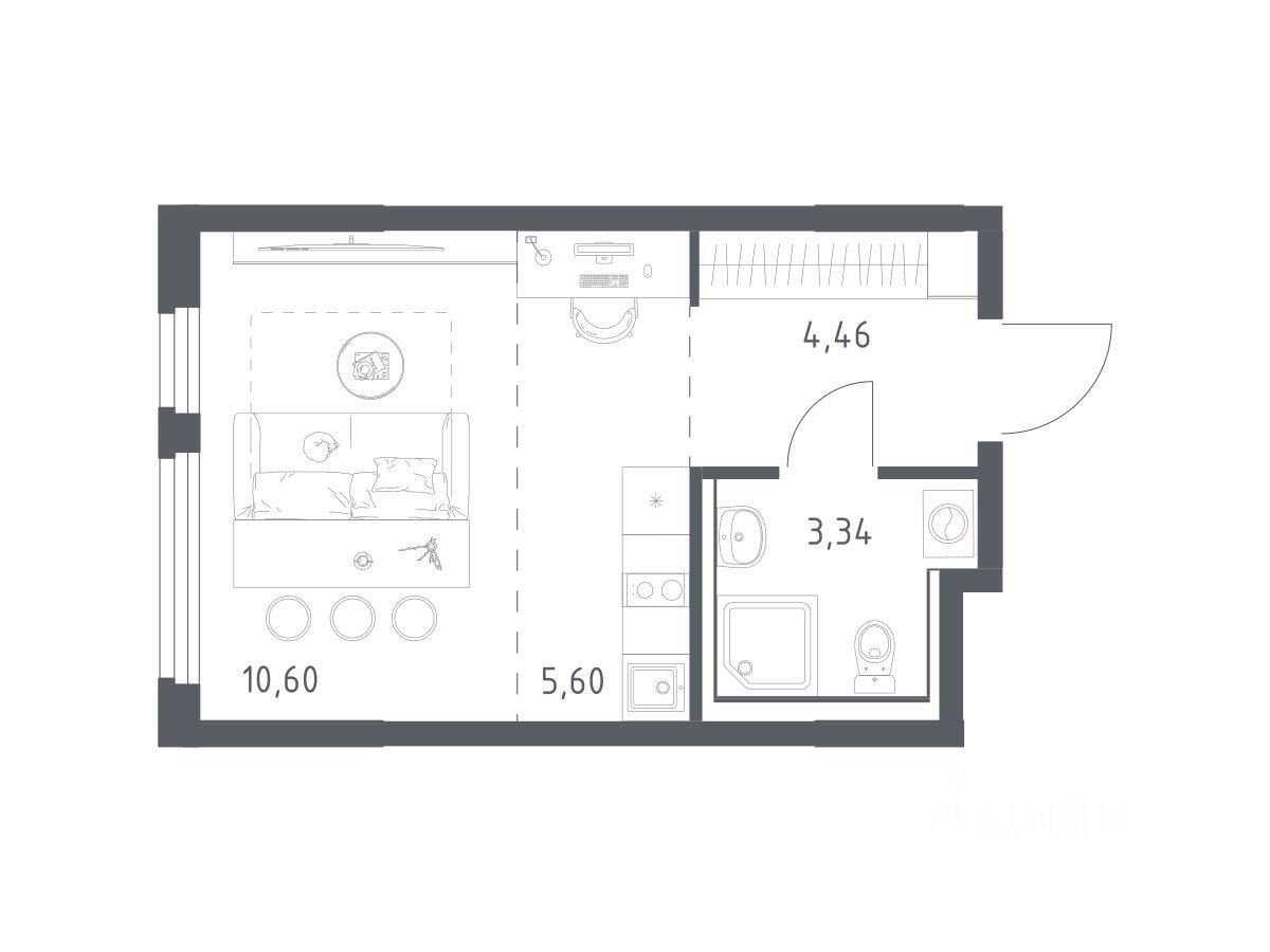 Квартира-студия, 24 м², в ЖК «Пригород Лесное»