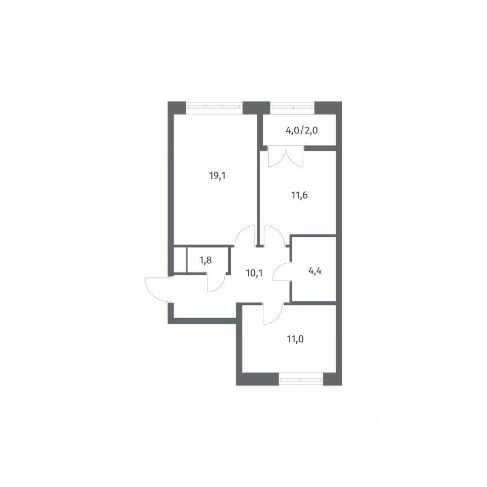 2-комн. квартира, 60,05 м², в ЖК NEWПИТЕР