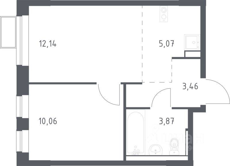 1-комн. квартира, 34,3 м², в ЖК Егорово Парк