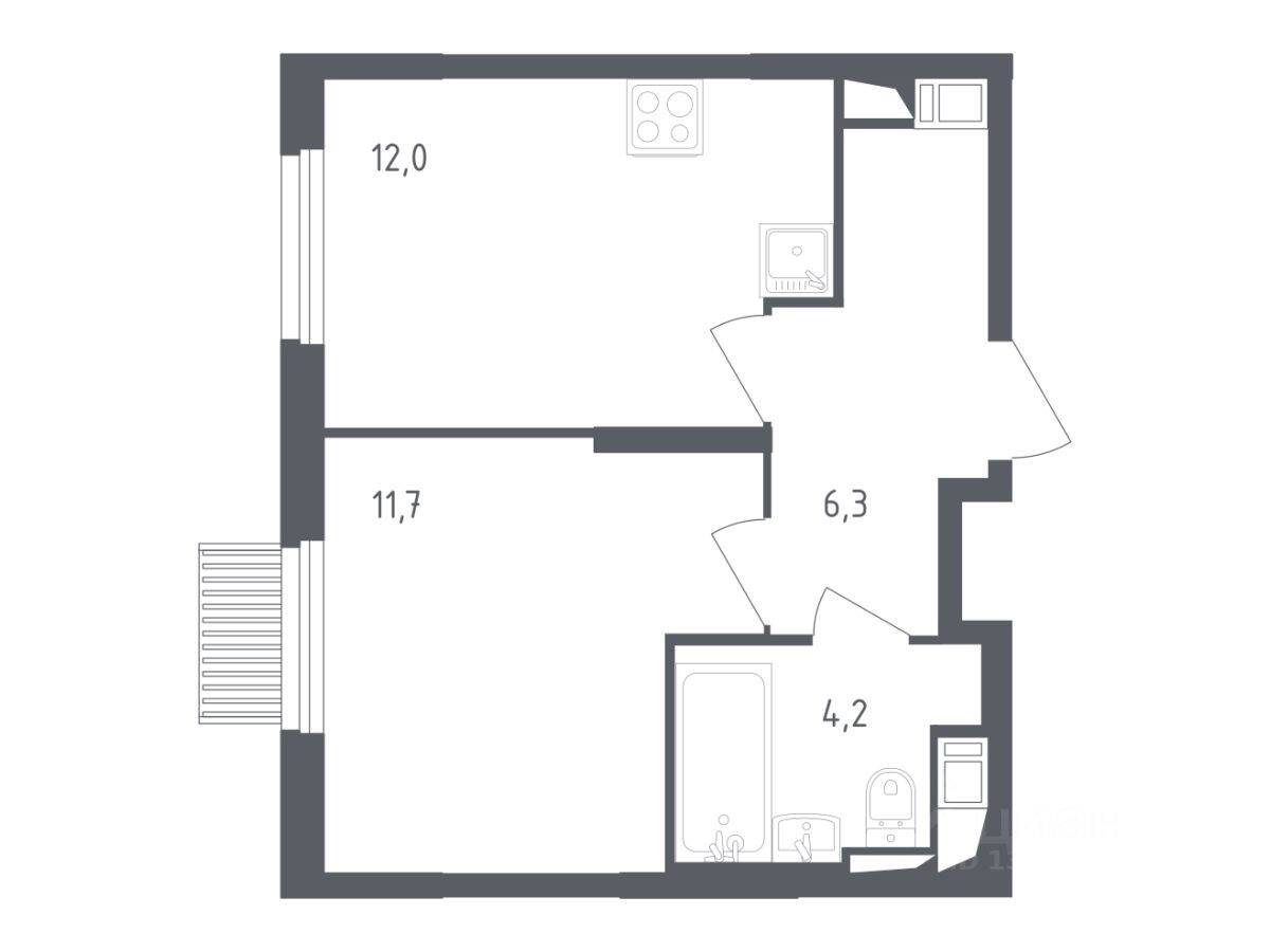 1-комн. квартира, 33,3 м², в ЖК Мытищи Парк