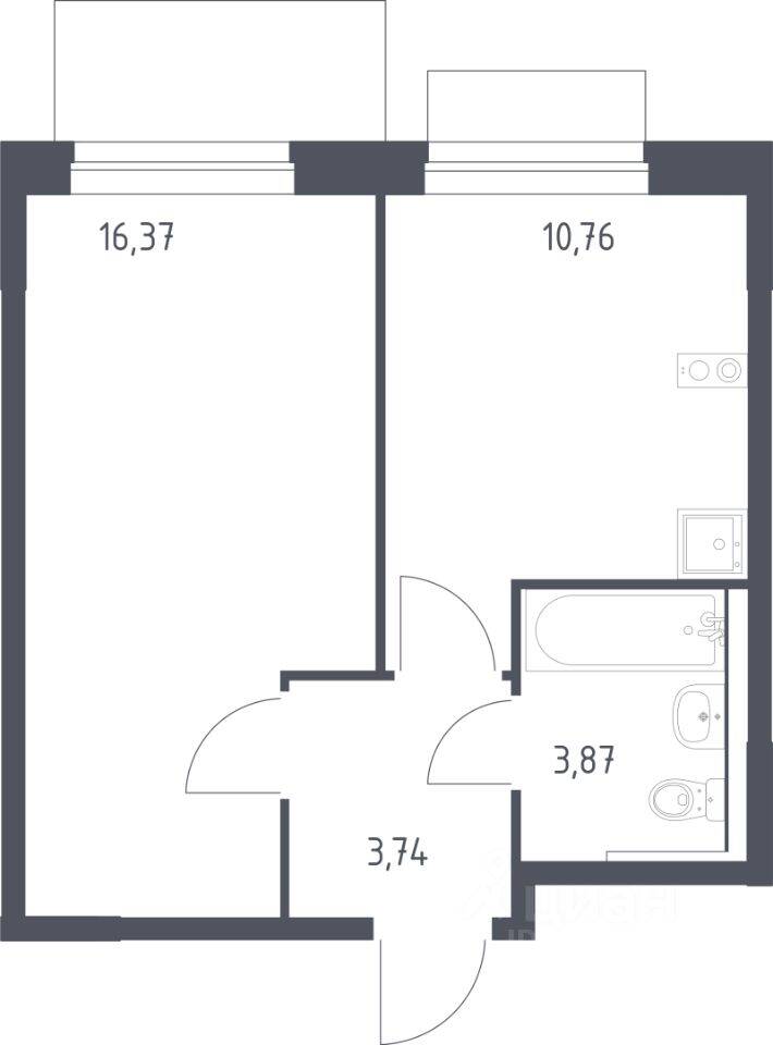 1-комн. квартира, 34,74 м², в ЖК Новое Внуково