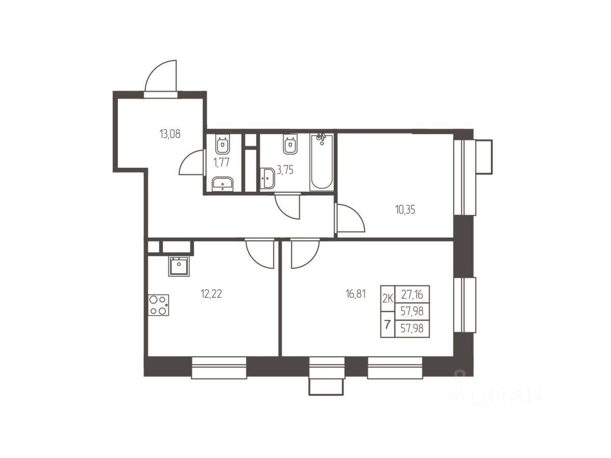 2-комн. квартира, 58 м², в ЖК Новая Ивантеевка