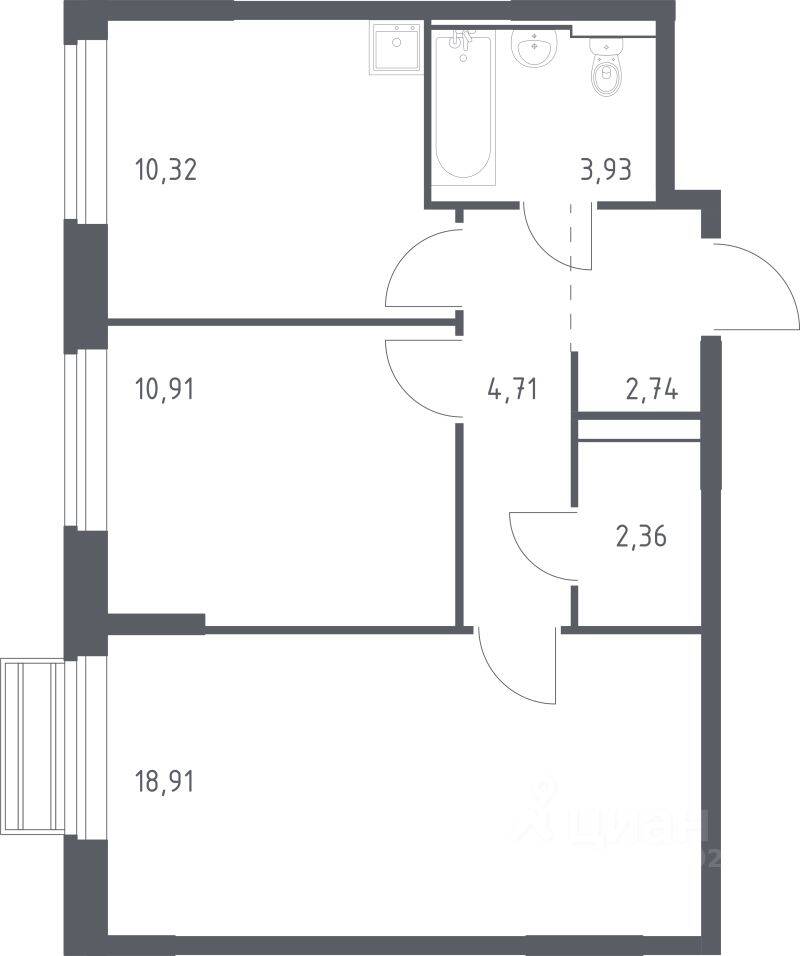 2-комн. квартира, 53,3 м², в ЖК Рублевский Квартал