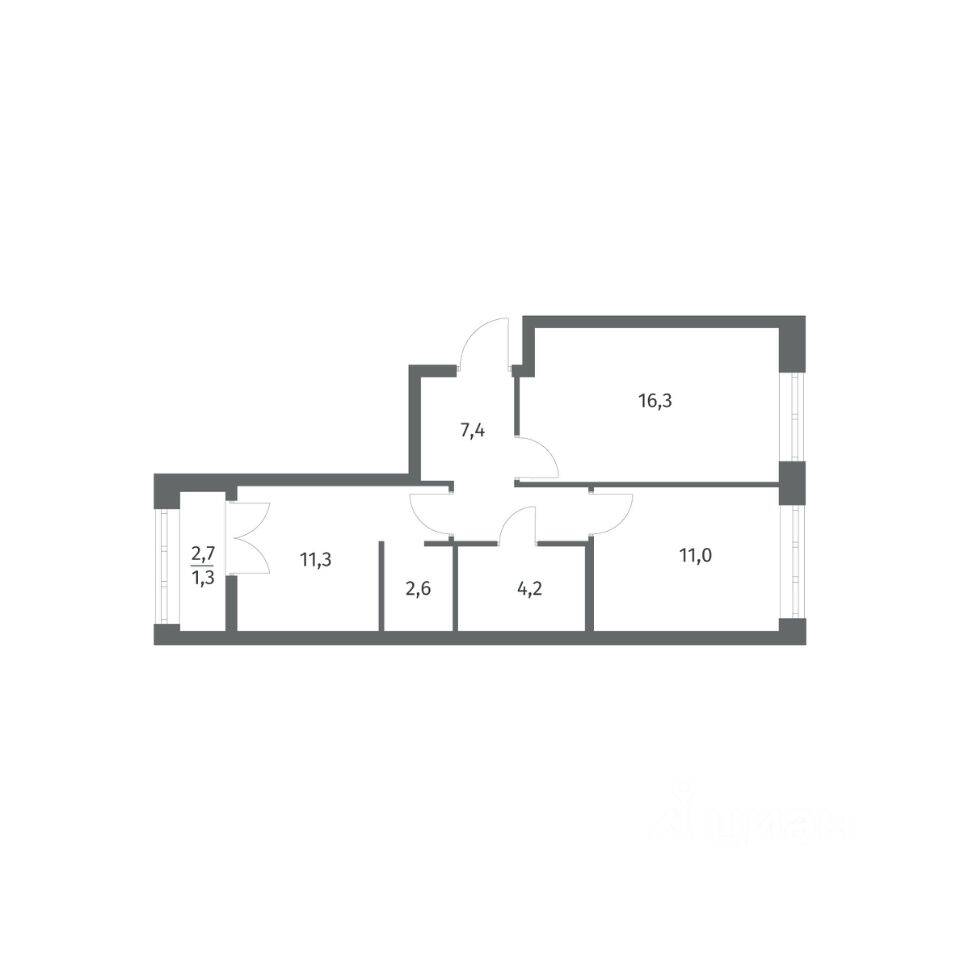 2-комн. квартира, 53,23 м², в ЖК NEWПИТЕР
