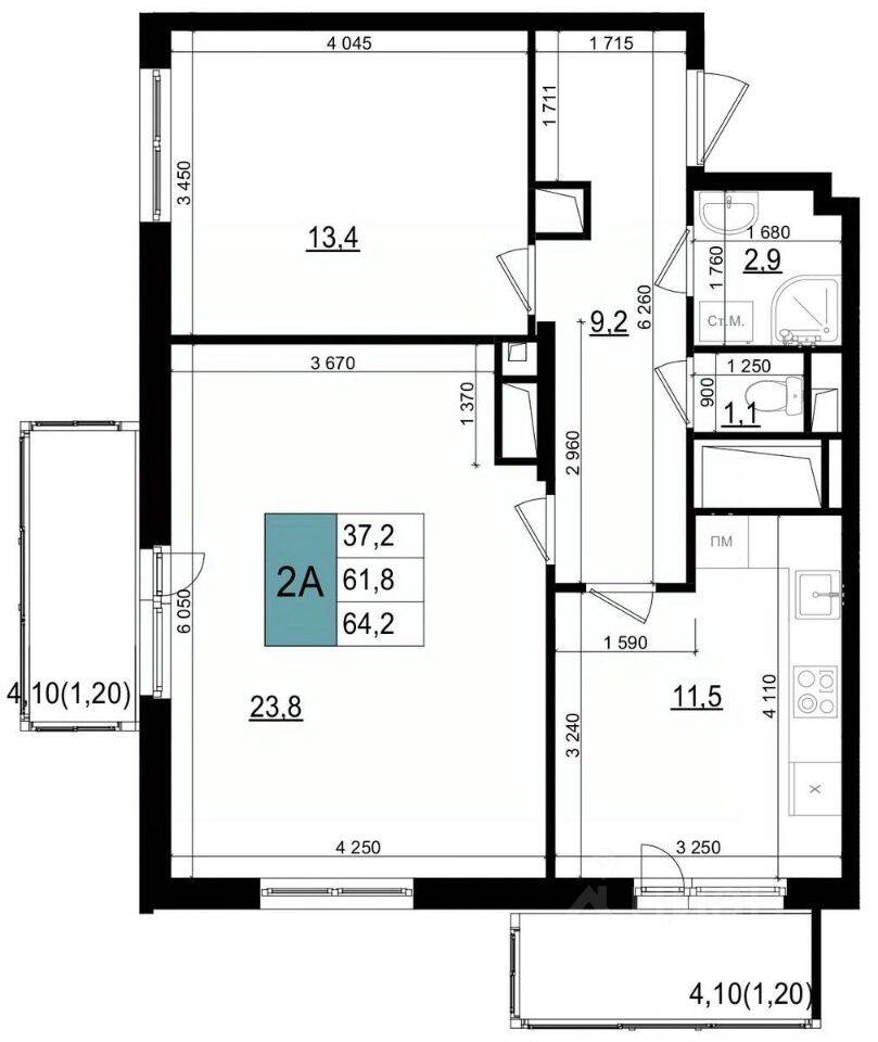 2-комн. квартира, 64,2 м², в ЖК «Одинцово сити»