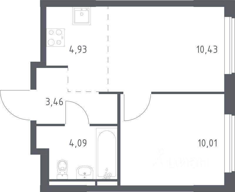 1-комн. квартира, 32,92 м², в ЖК Мытищи Парк