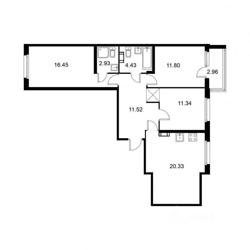3-комн. квартира, 80,28 м², в ЖК Квартал Заречье