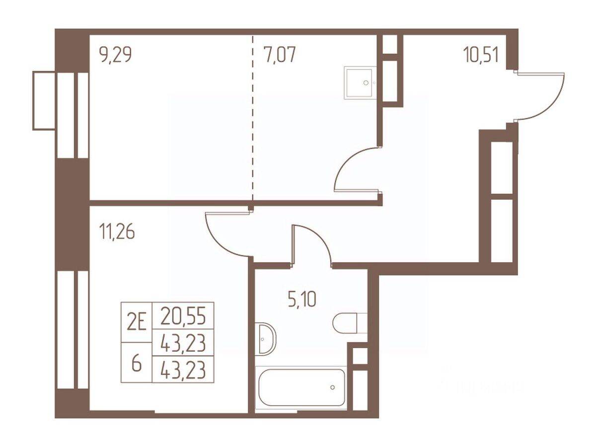 1-комн. квартира, 43,2 м², в ЖК Западная Ивантеевка