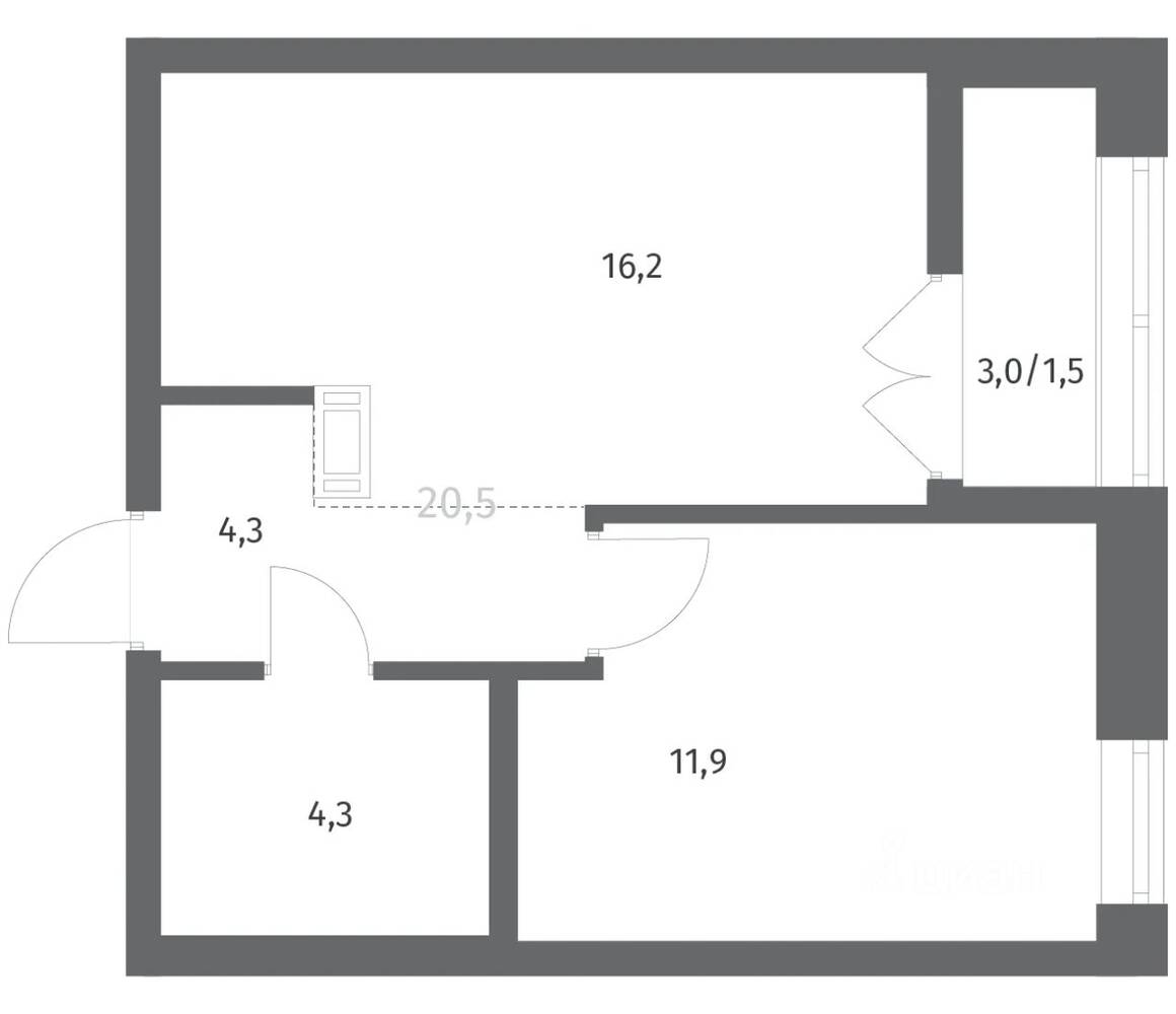 1-комн. квартира, 38,19 м², в ЖК NEWПИТЕР