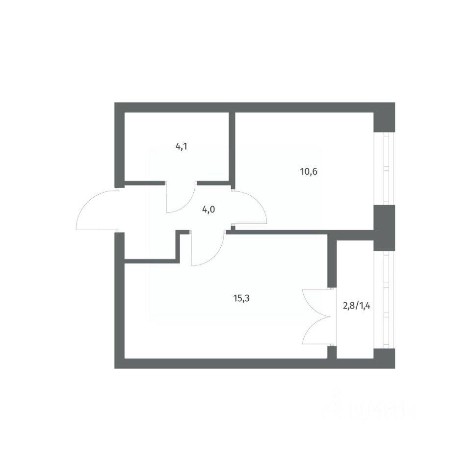 1-комн. квартира, 35,4 м², в ЖК NEWПИТЕР