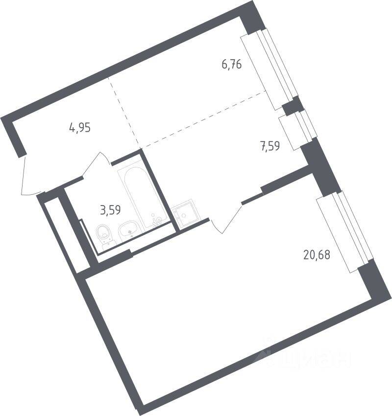 1-комн. квартира, 42,4 м², в ЖК Рублевский Квартал