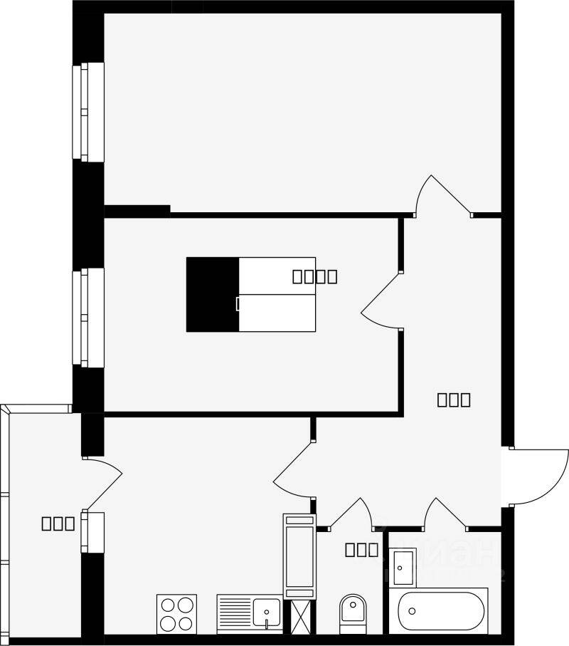 Планировка 2 комнатной квартиры, 54.4 м², в «Красная горка»