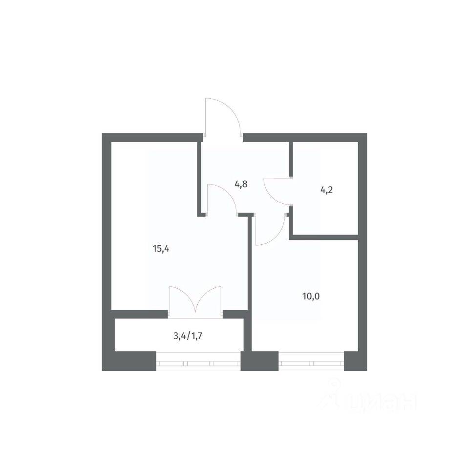 Планировка 1 комнатной квартиры, 36.16 м², в «NEWПИТЕР»