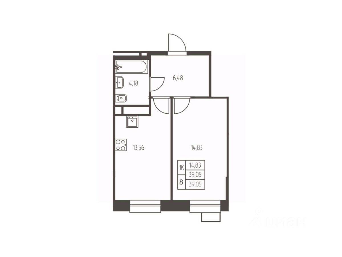 1-комн. квартира, 39,1 м², в ЖК Новая Ивантеевка