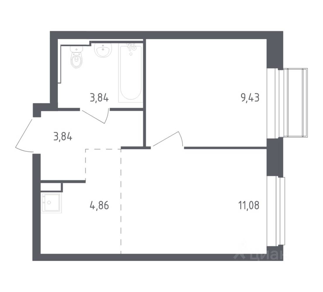 1-комн. квартира, 33,05 м², в ЖК Рублевский Квартал
