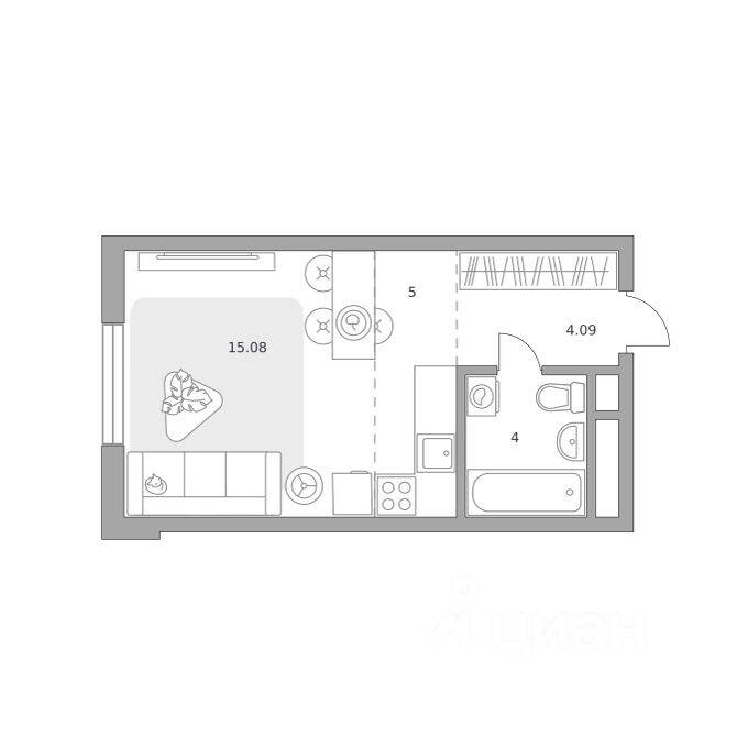 Квартира-студия, 28,17 м², в ЖК «Императорские Мытищи»