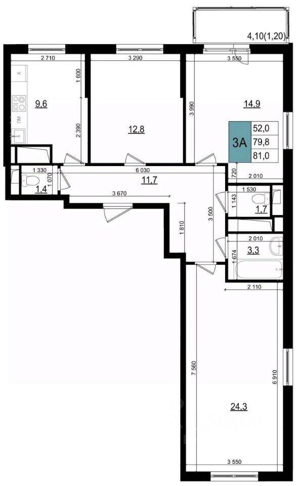 3-комн. квартира, 81 м², в ЖК «Одинцово сити»