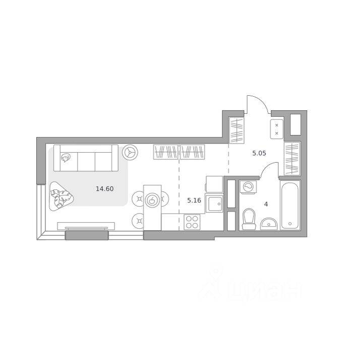 Квартира-студия, 28,81 м², в ЖК «Императорские Мытищи»