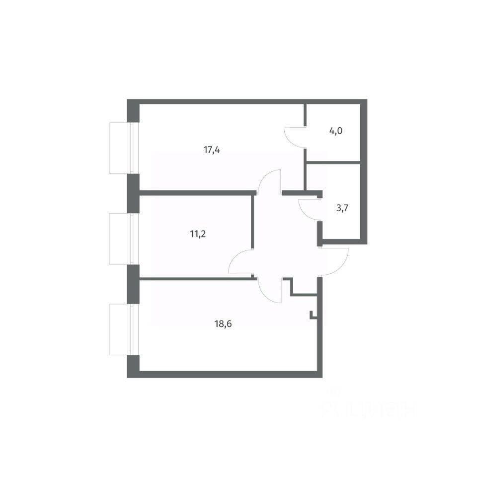 2-комн. квартира, 62,1 м², в ЖК Парусная 1