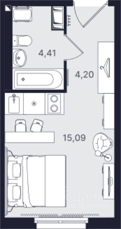 Квартира-студия, 23,7 м², в МФК Про.Молодость (Апартаменты Про.Молодость)