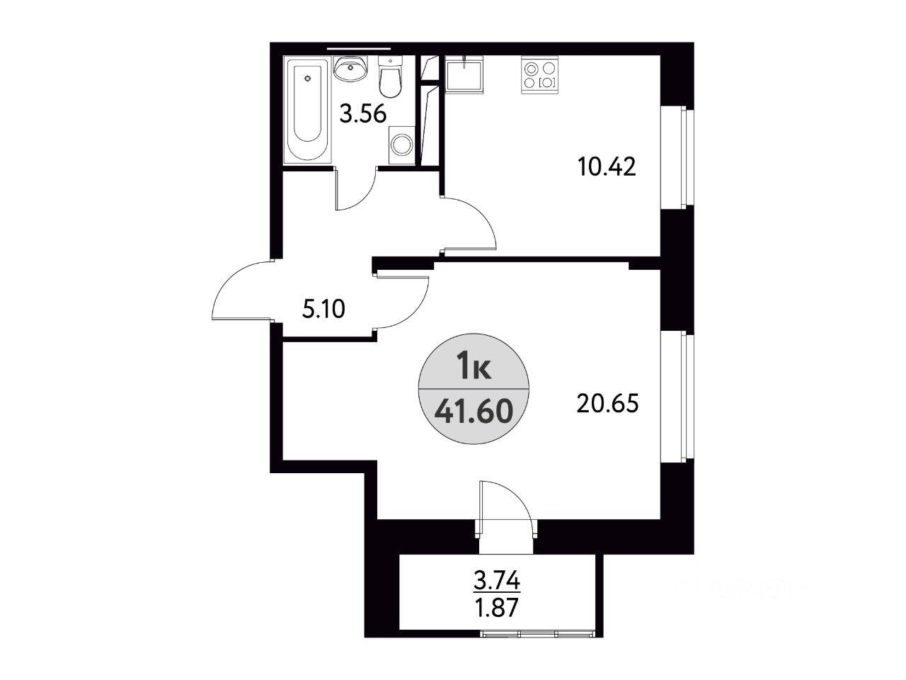 1-комн. квартира, 41,6 м², в ЖК «Солнечная долина» (Щелково)