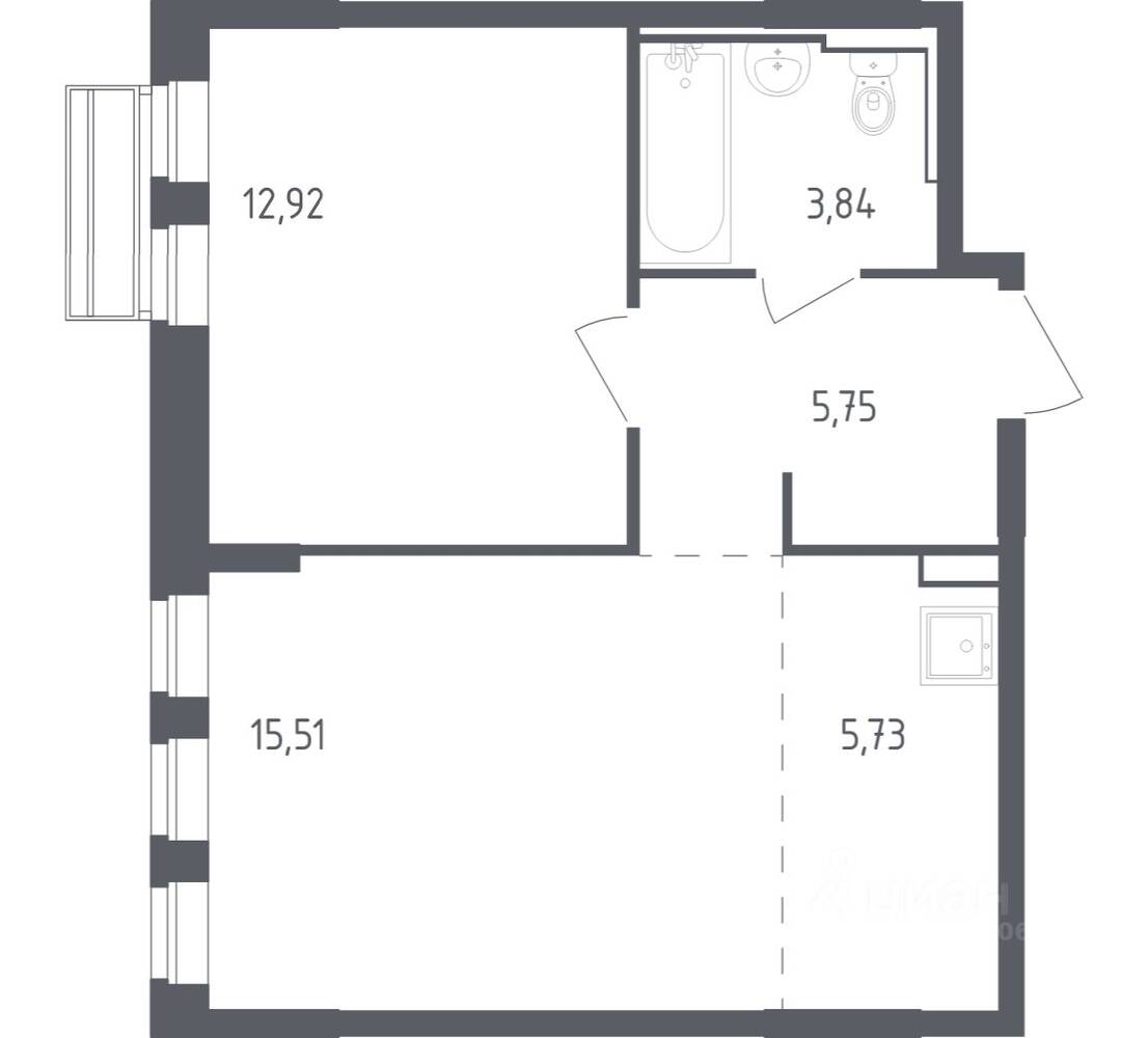 1-комн. квартира, 43,75 м², в ЖК Рублевский Квартал