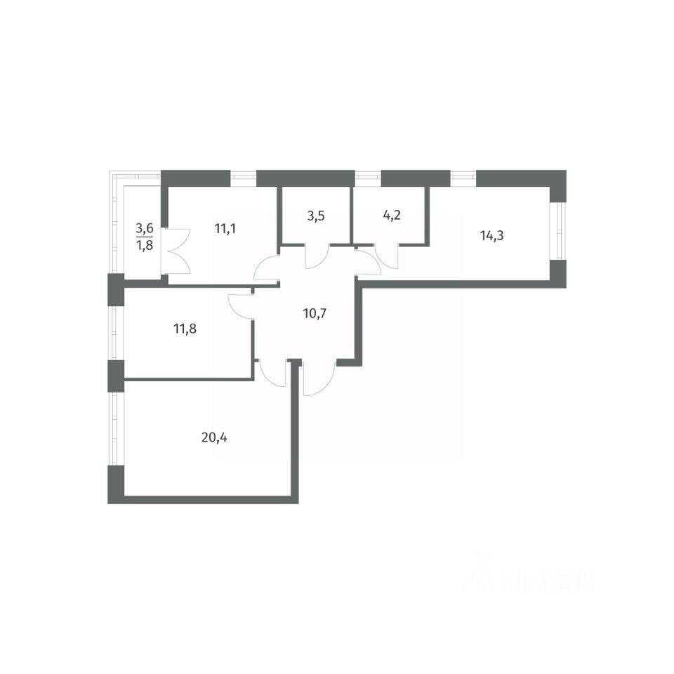 3-комн. квартира, 77,74 м², в ЖК NEWПИТЕР