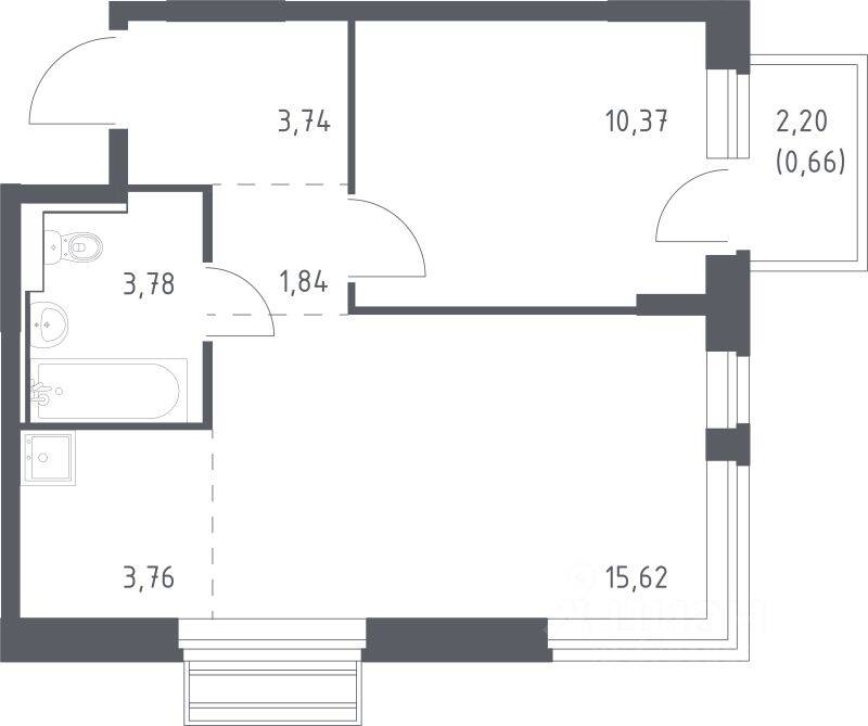 1-комн. квартира, 39,3 м², в ЖК Рублевский Квартал
