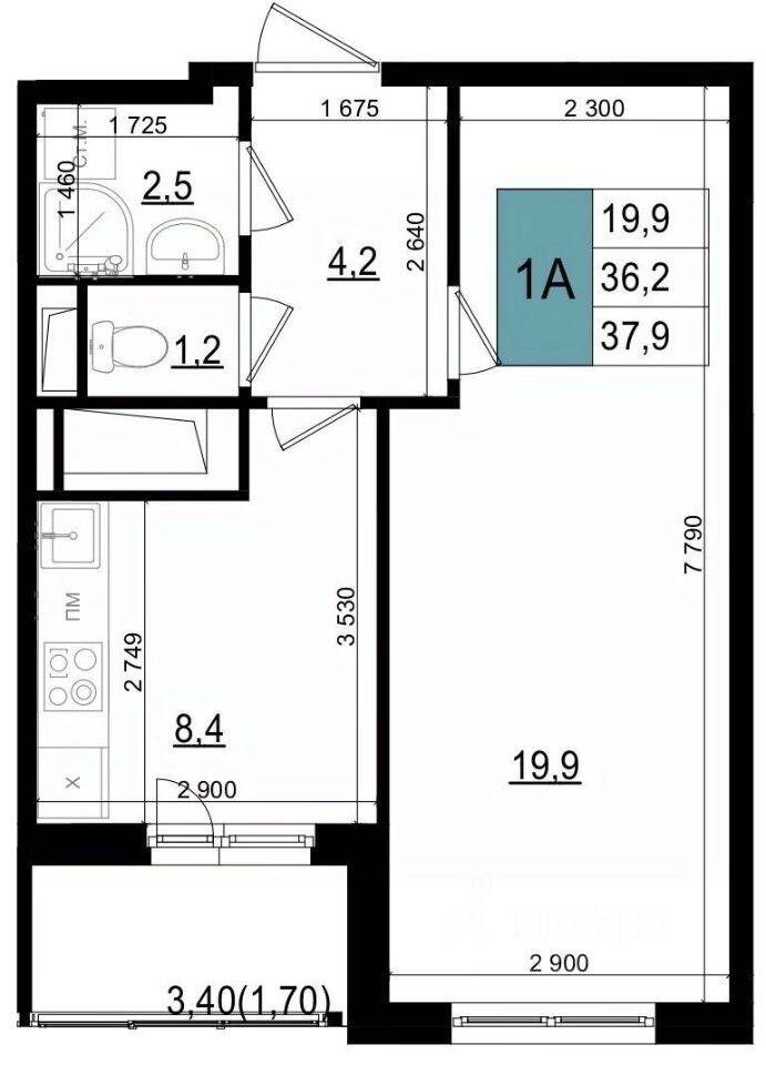 1-комн. квартира, 37,9 м², в ЖК «Одинцово сити»