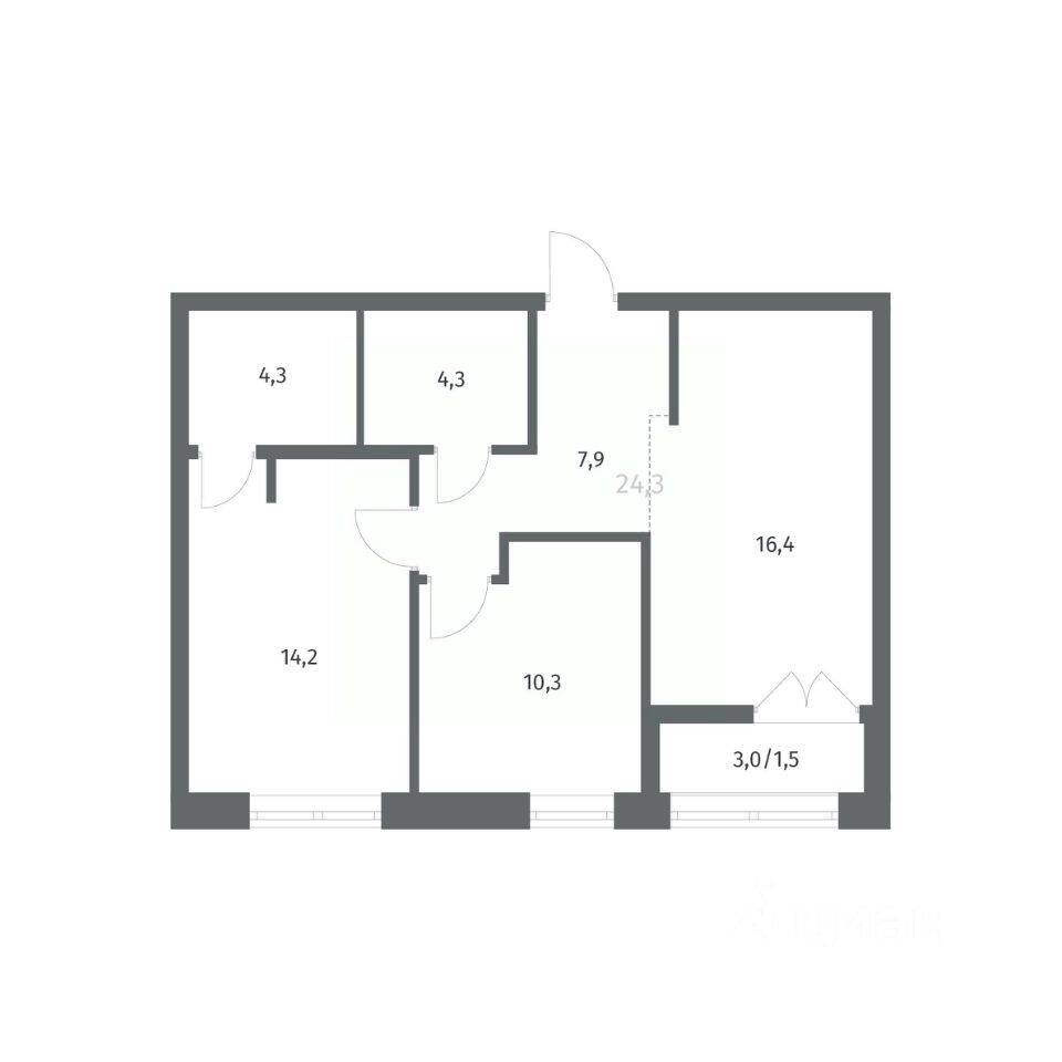 2-комн. квартира, 58,85 м², в ЖК NEWПИТЕР