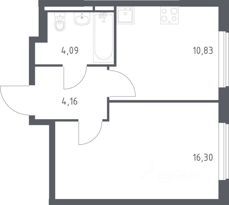 1-комн. квартира, 35,38 м², в ЖК Мытищи Парк