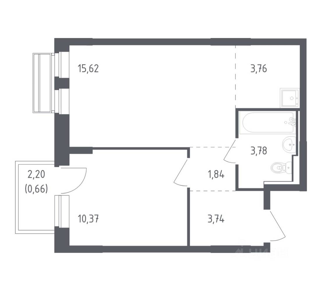 1-комн. квартира, 39,77 м², в ЖК Рублевский Квартал