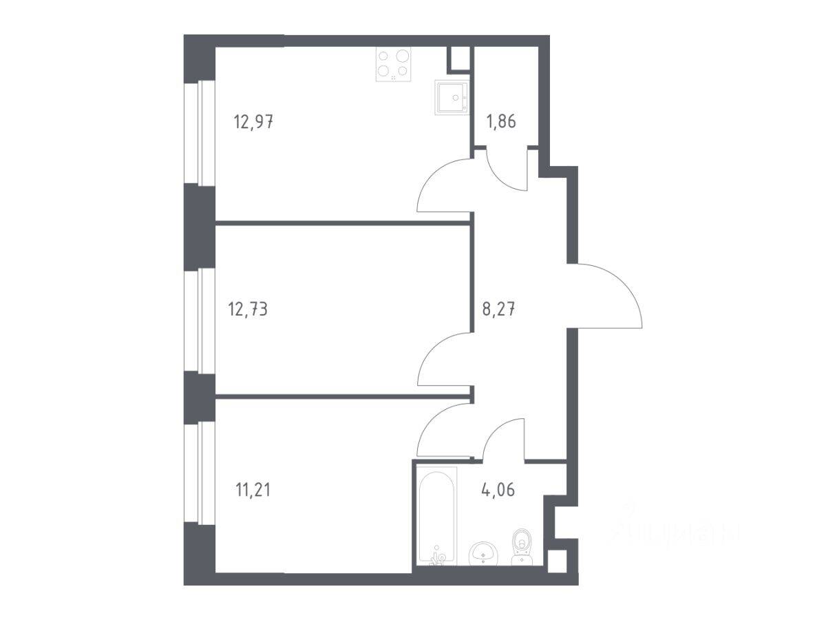 2-комн. квартира, 51,1 м², в ЖК ЭкоБунино