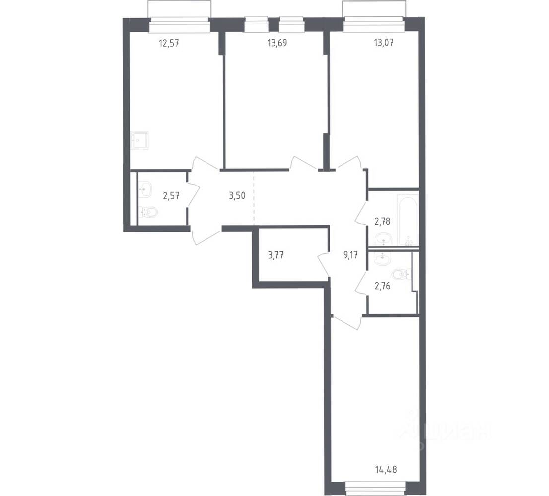 3-комн. квартира, 77 м², в ЖК Рублевский Квартал