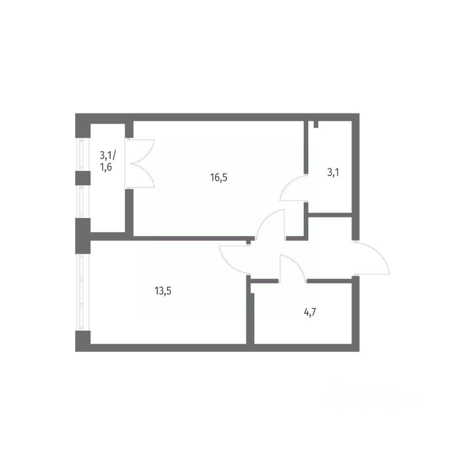 1-комн. квартира, 43,5 м², в ЖК NEWПИТЕР
