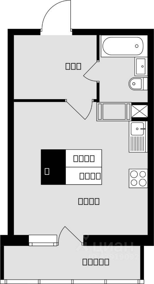 Планировка 1 комнатной квартиры, 27.7 м², в «Красная горка»